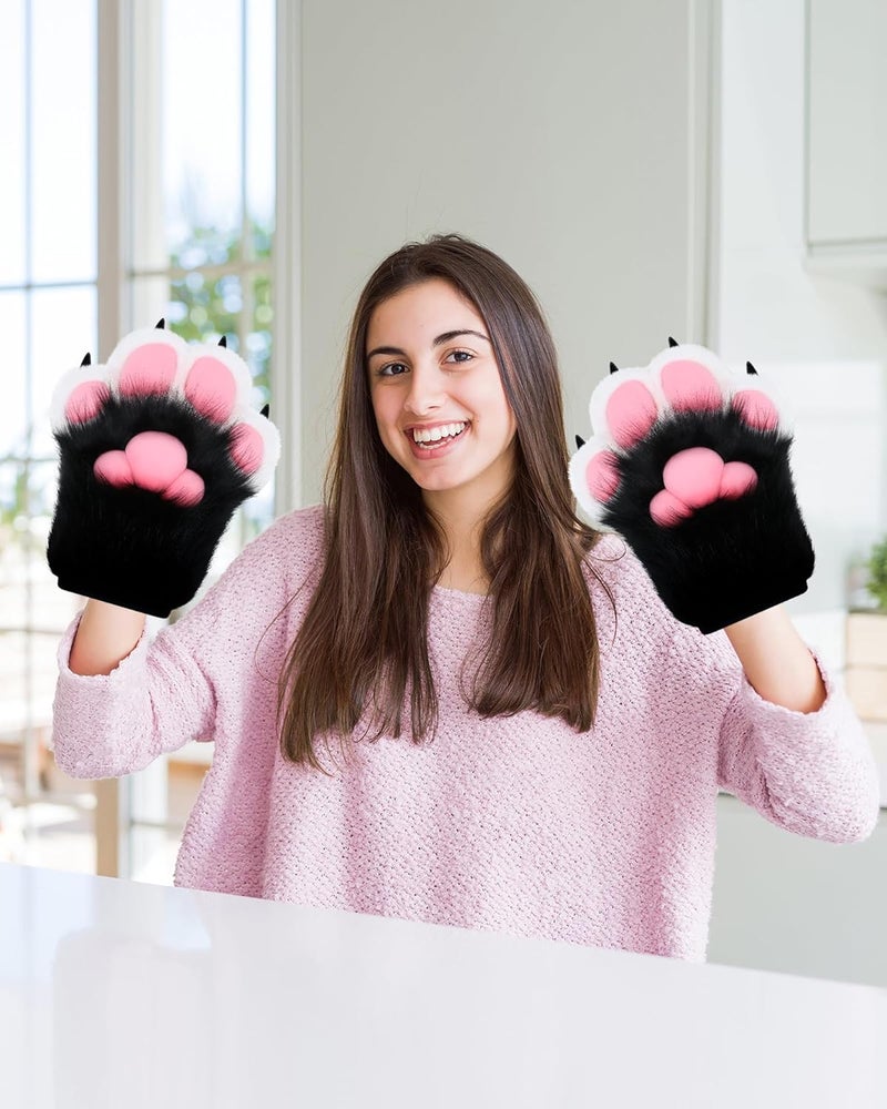 BNLIDES Cosplay Fursuit Paw Gloves Furry Claw Gloves Built-in Whistle Decompression Toys Costume Party Accessories for Adult - Image 5